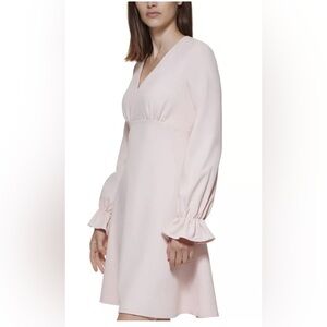 Calvin Klein • Blush Pink Long Sleeve Ruffle Cuff Dress • Size 6 NWT